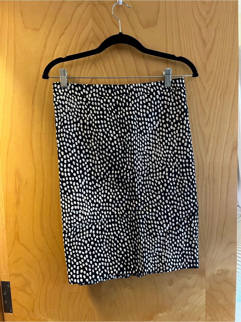 Navy and White Dot Pencil Skirt